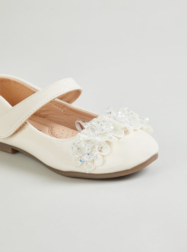 Girls Embellished Mary Janes with Velcro Closure
