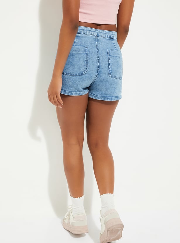 URB_N Women Washed Denim Skort