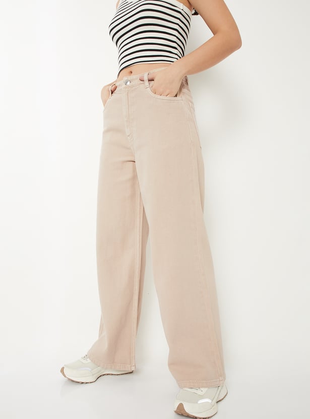Women Washed Wide-Leg Jeans