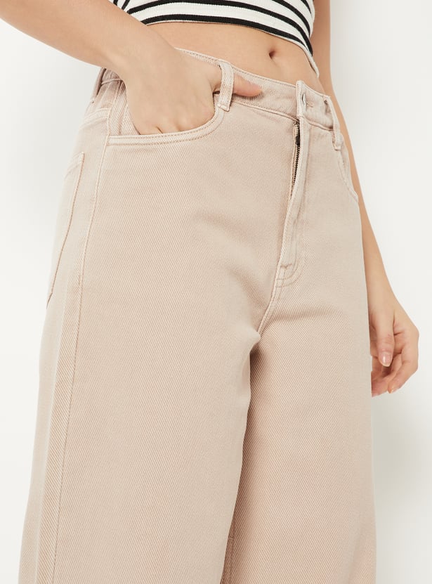 Women Washed Wide-Leg Jeans