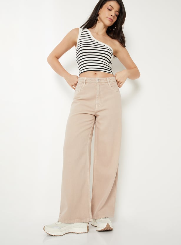 Women Washed Wide-Leg Jeans
