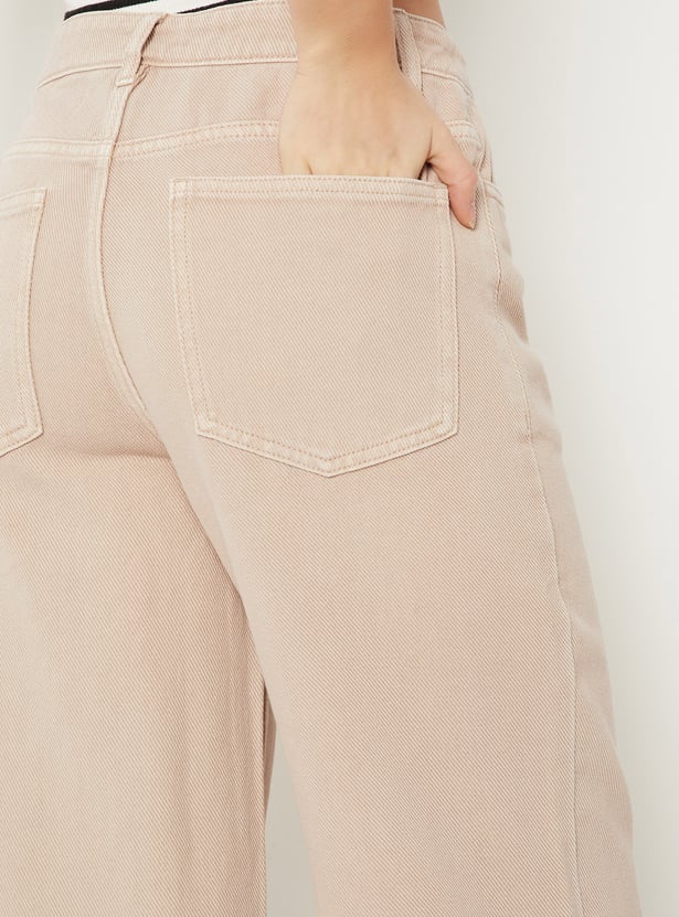 Women Washed Wide-Leg Jeans