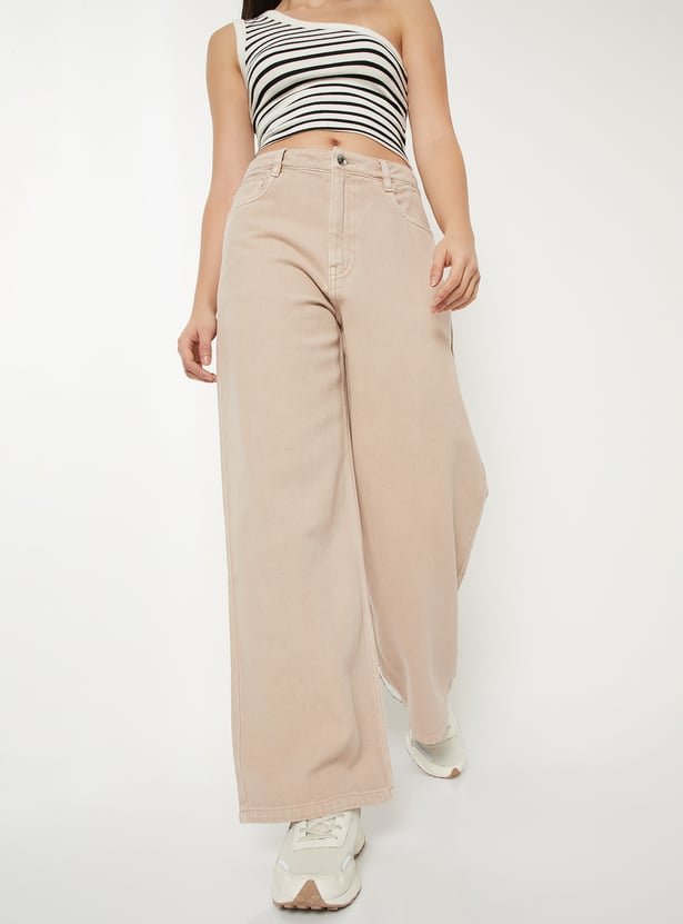 Women Washed Wide-Leg Jeans