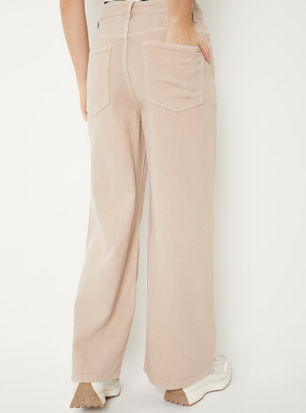 Women Washed Wide-Leg Jeans