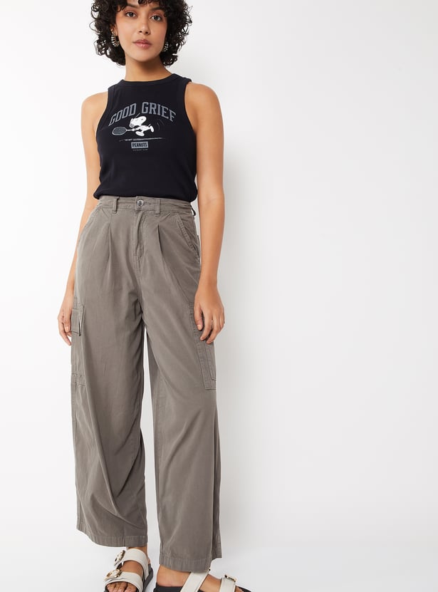 Women Solid Cargo Trousers
