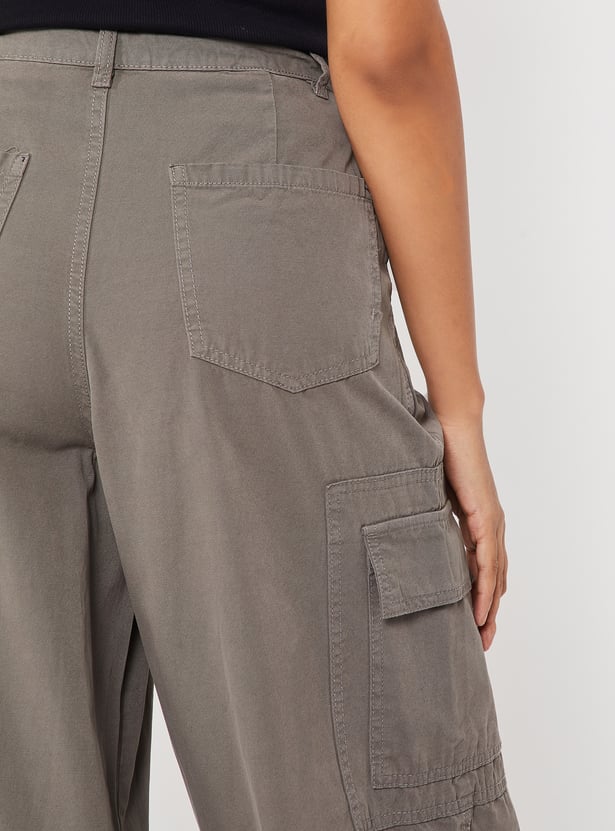 Women Solid Cargo Trousers