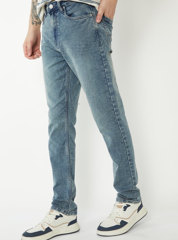 Men Dark Wash Relaxed Fit Jeans