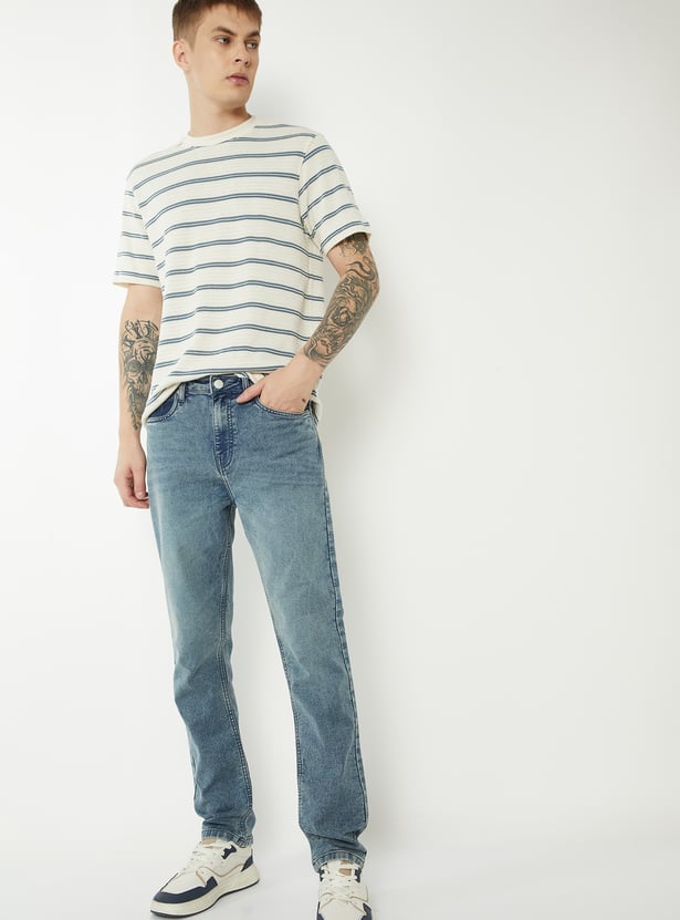 Men Dark Wash Relaxed Fit Jeans