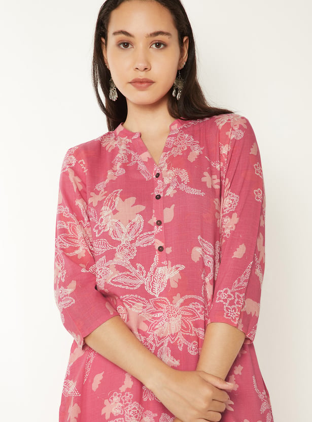 Women Floral Print Straight Kurta