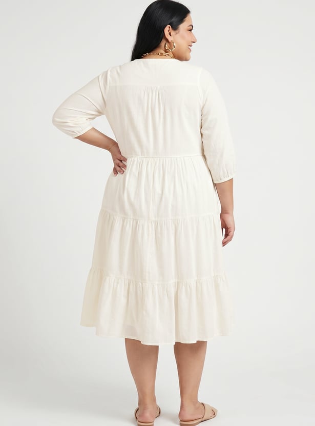 Women Embroidered Tiered Dress