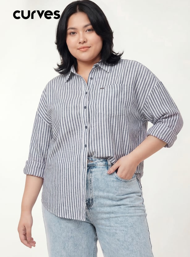 Buy Women Striped Oversized Shirt Online at just Rs. 1099.0
