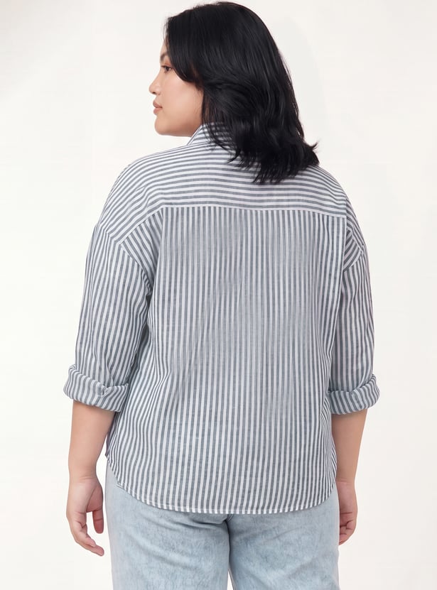 Buy Women Striped Oversized Shirt Online at just Rs. 1099.0