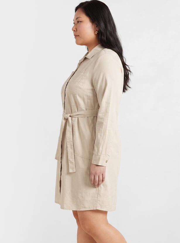 Women Solid Shirt Dress