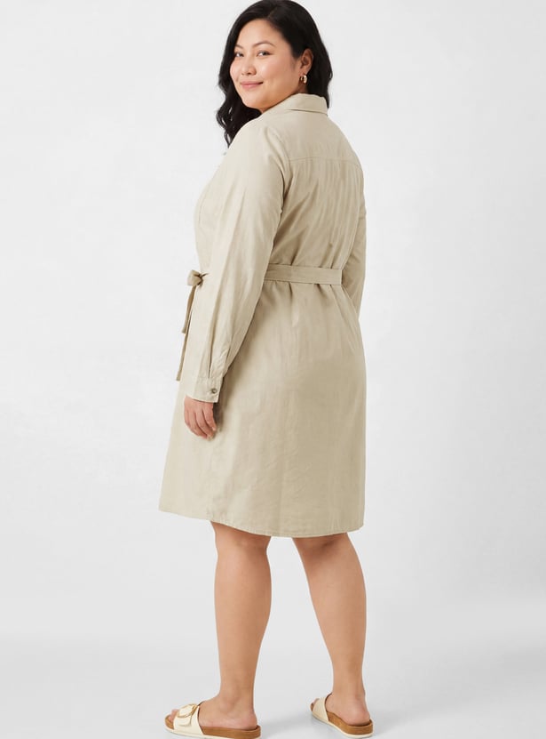 Women Solid Shirt Dress
