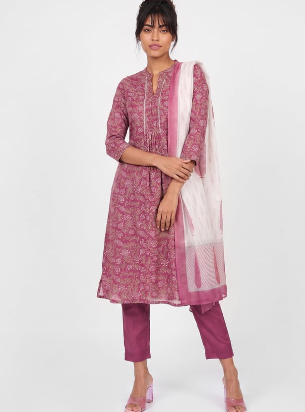 Women Floral Print Straight Kurta Set