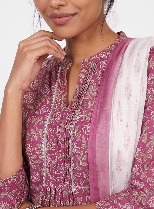 Women Floral Print Straight Kurta Set