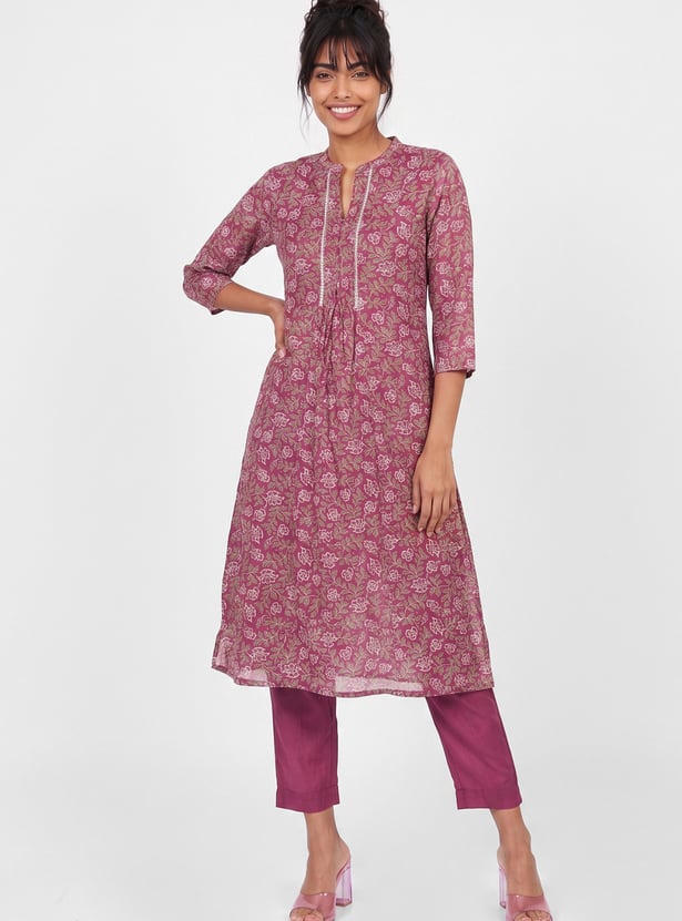 Women Floral Print Straight Kurta Set