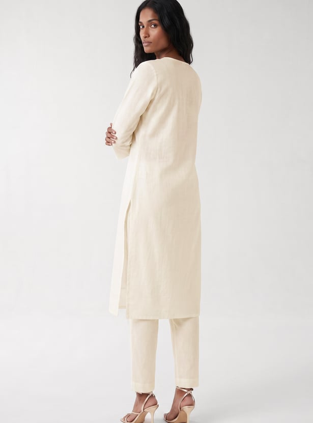 Women Embroidered Straight Kurta Set