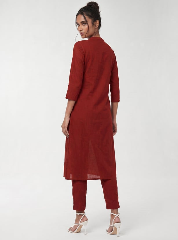 Women Embroidered Straight Kurta Set