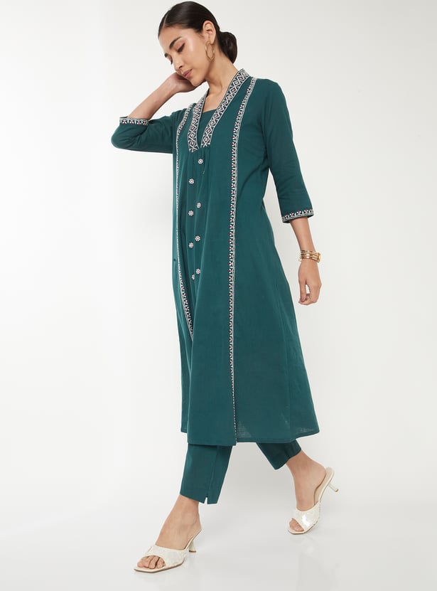Women Embroidered A-Line Kurta Set