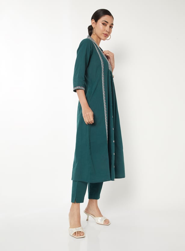 Women Embroidered A-Line Kurta Set