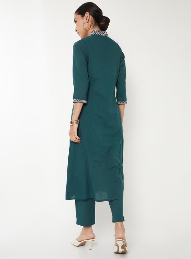 Women Embroidered A-Line Kurta Set