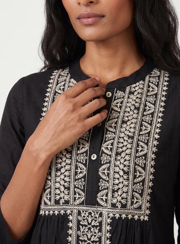 Women Embroidered A-Line Kurta Set