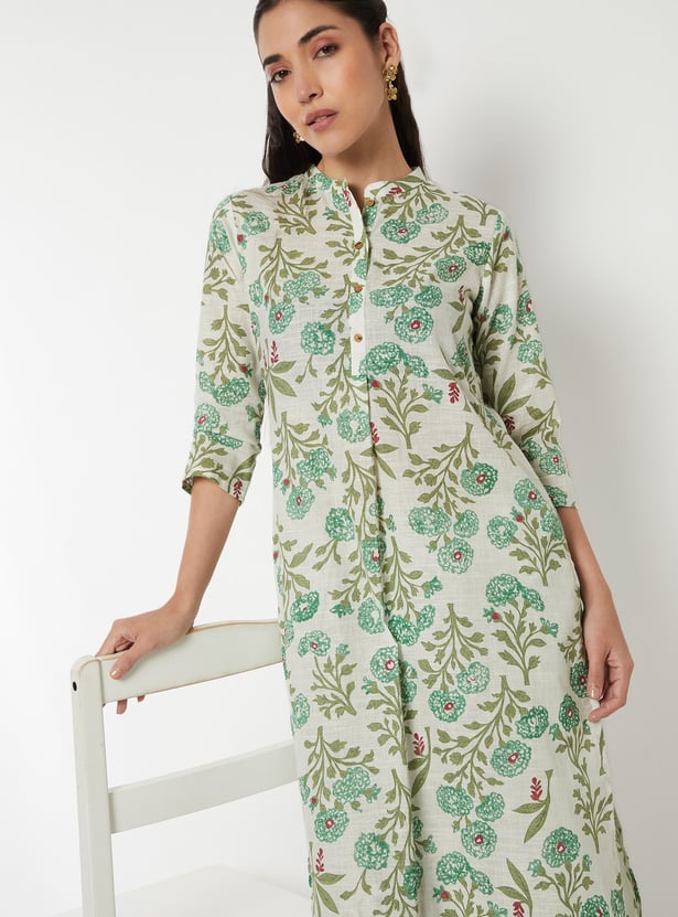 Women Floral Print Straight Kurta Set