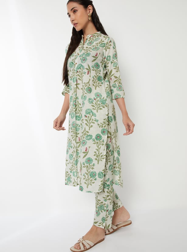 Women Floral Print Straight Kurta Set