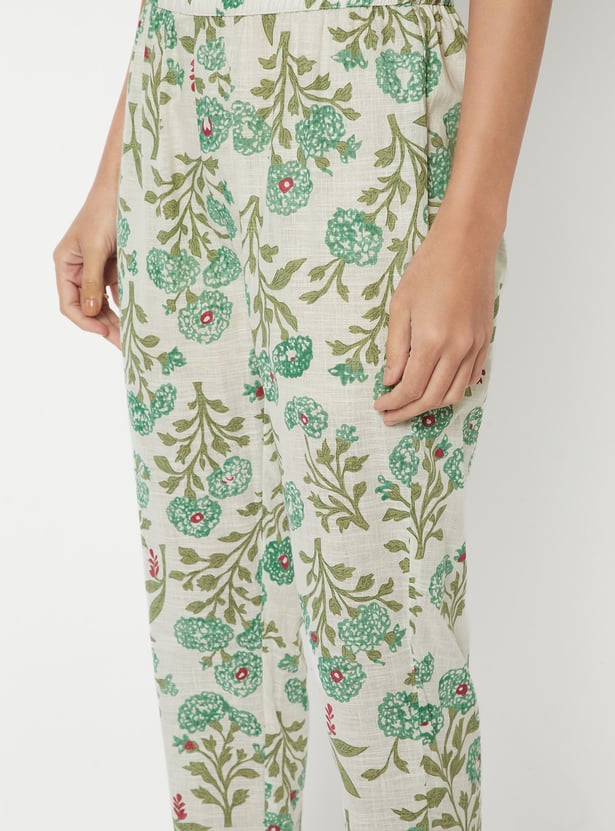 Women Floral Print Straight Kurta Set