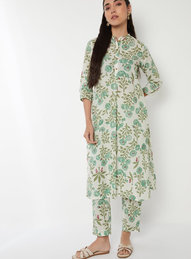 Women Floral Print Straight Kurta Set