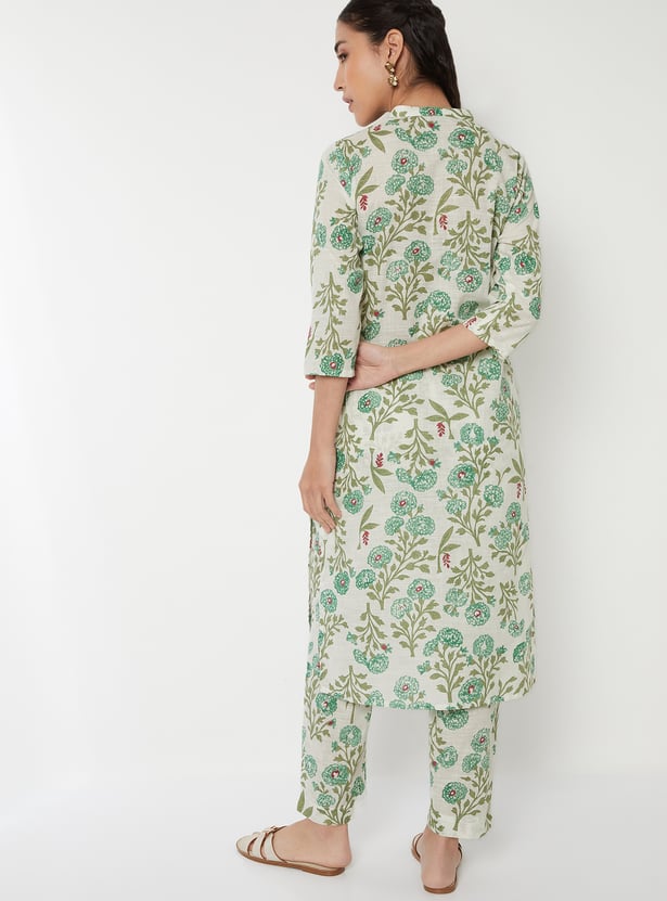 Women Floral Print Straight Kurta Set