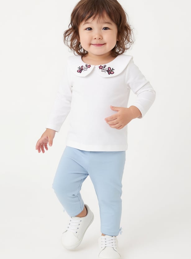 Girls Printed and Solid Leggings - Pack of 2