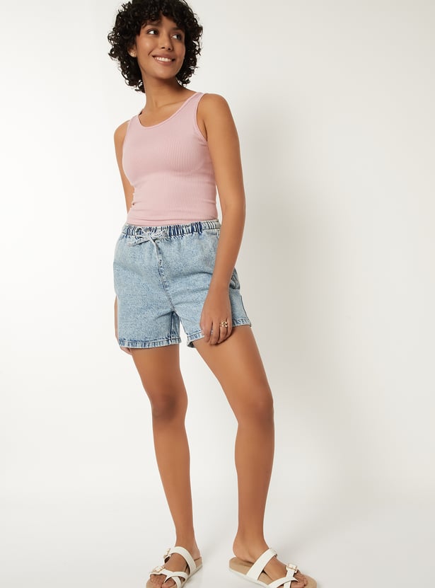 Women Washed Denim Shorts