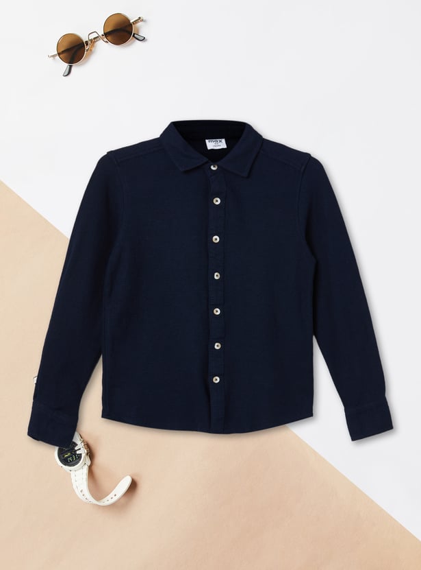 Boys Textured Regular Fit Shirt