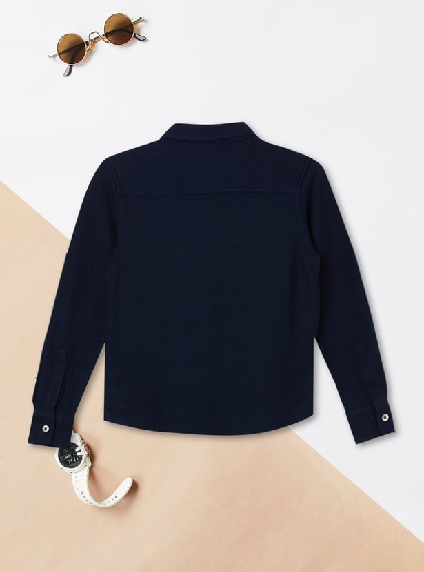 Boys Textured Regular Fit Shirt