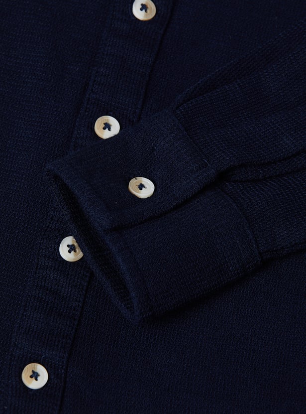 Boys Textured Regular Fit Shirt