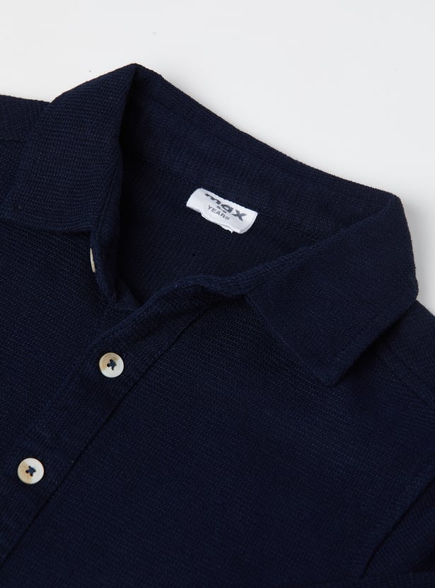 Boys Textured Regular Fit Shirt