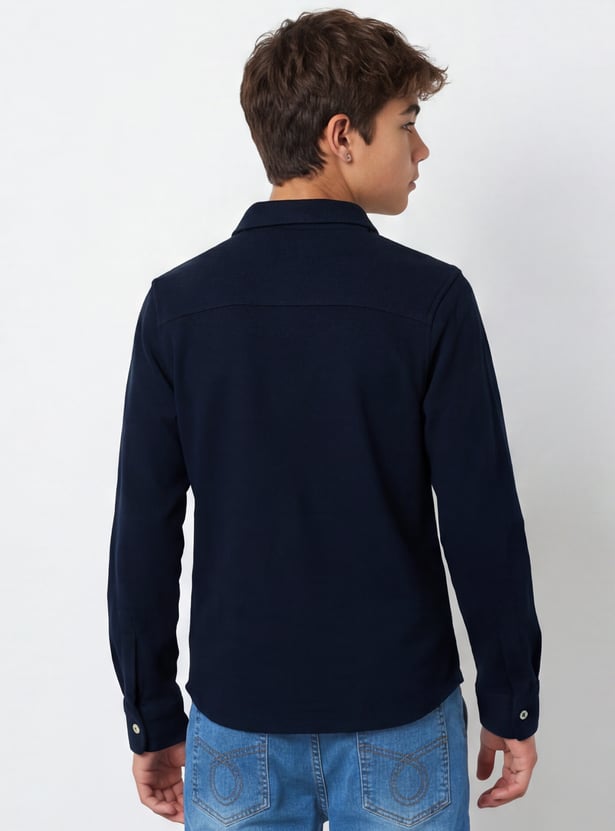 Boys Textured Regular Fit Shirt