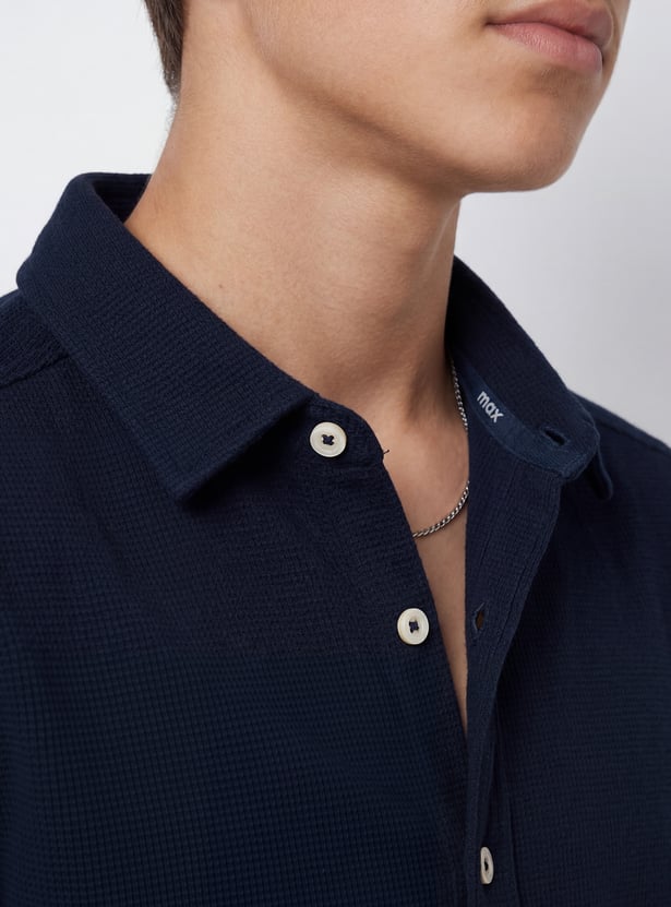 Boys Textured Regular Fit Shirt