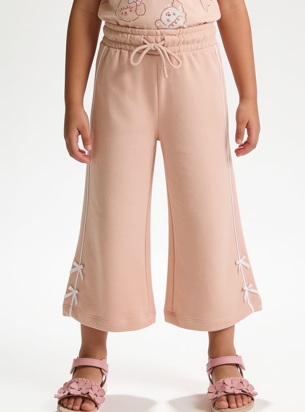 Girls Solid Wide Leg Trouser