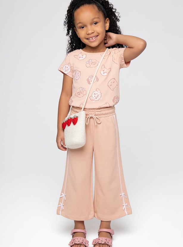 Girls Solid Wide Leg Trouser
