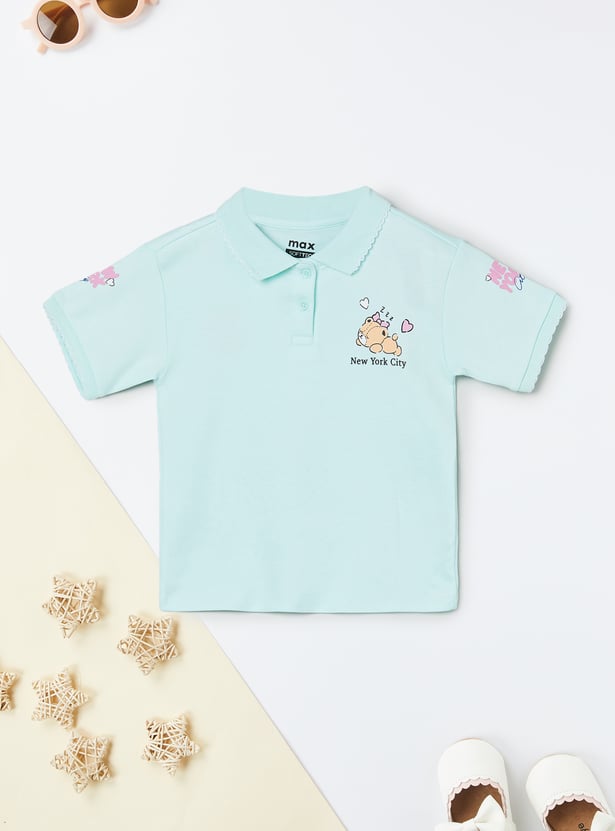 Girls Printed Polo T-shirt