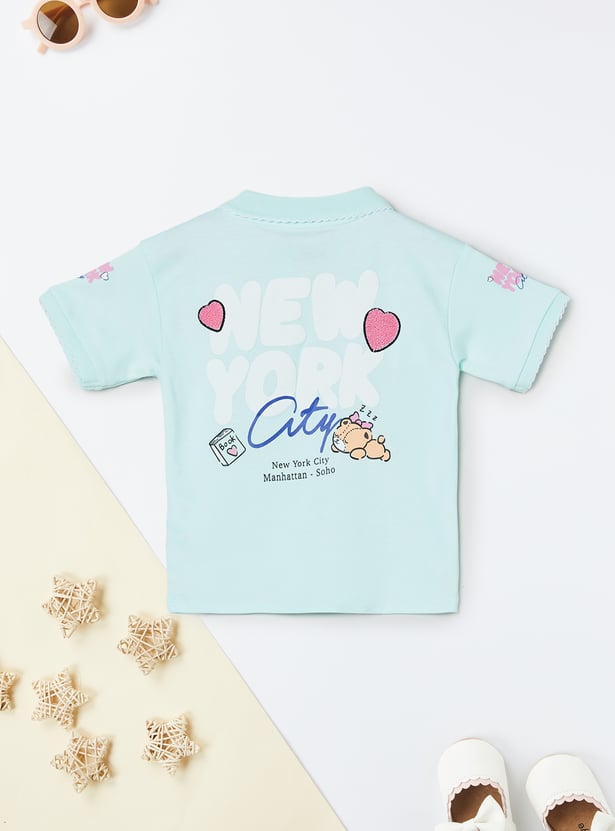 Girls Printed Polo T-shirt