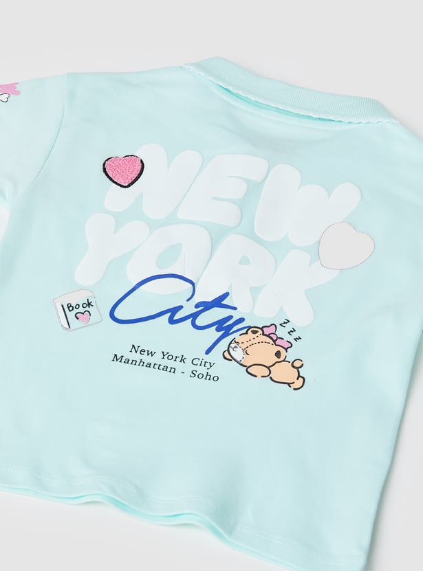 Girls Printed Polo T-shirt