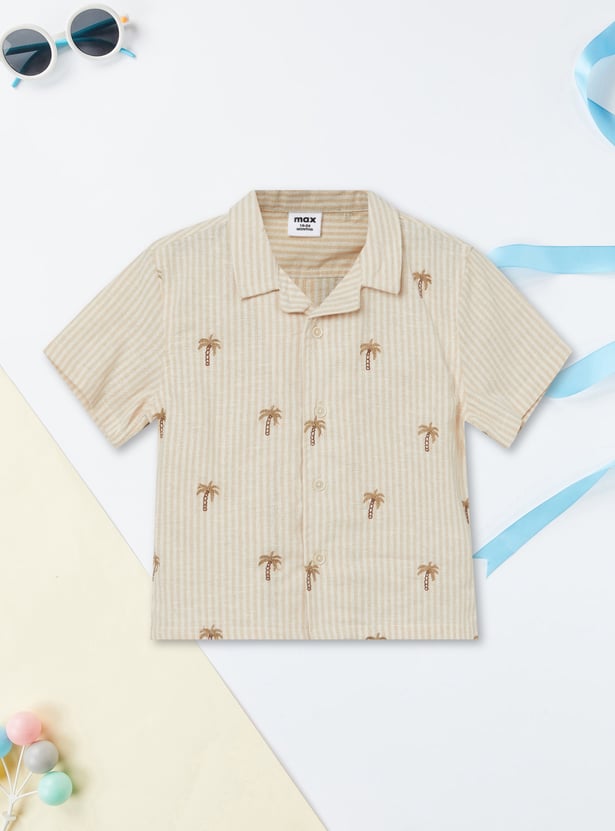 Boys Striped Embroidered Shorts Set