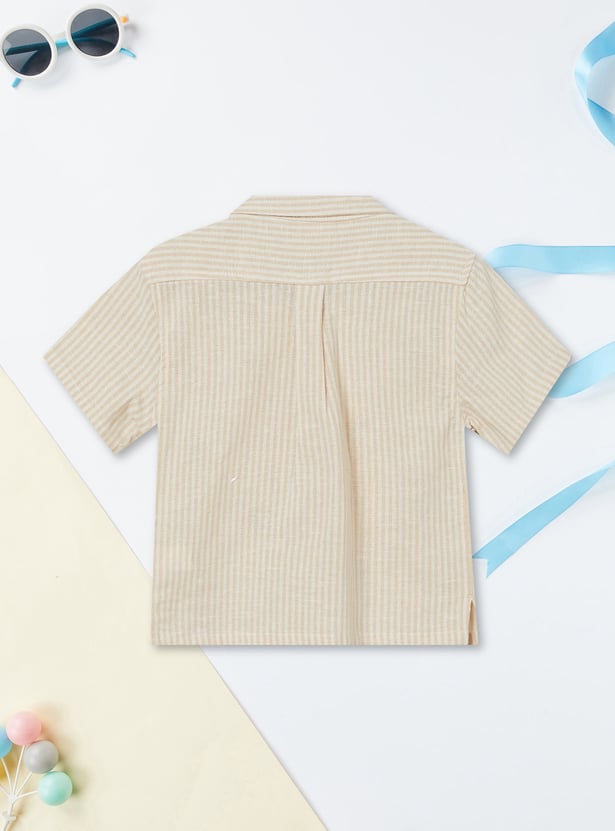 Boys Striped Embroidered Shorts Set