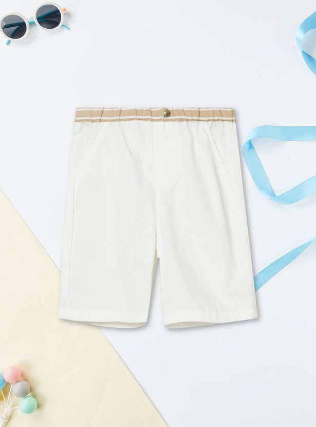 Boys Striped Embroidered Shorts Set