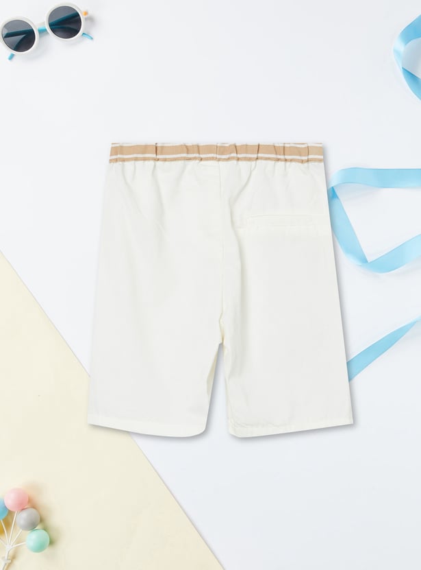 Boys Striped Embroidered Shorts Set