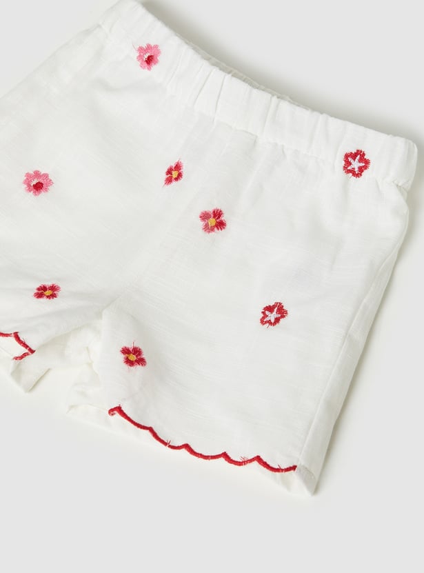 Girls Embroidered Shorts Set